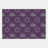 Happy Hanukkah Star der David Classic Silver Navy Geschenkpapier Set (Vorderseite 3)