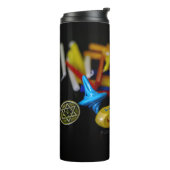 Happy Hanukkah, Star der David-Münze, menorah-Farb Thermosbecher (Nach links gedreht)