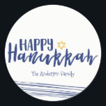Happy Hanukkah Star des David Sticker Geschenktage<br><div class="desc">Niedlicher und stilvoller Happy Hanukkah Star des David Sticker Geschenktages ist der perfekte Ort für Ihren Urlaub. Es gibt andere Produkte,  die wir haben,  die zu diesem Design passen.</div>