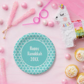 Happy Hanukkah Star Tiles Turquoise Pappteller (Party)