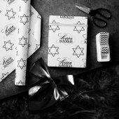 Happy Hanukkah Star von David Classic Schwarz-weiß Geschenkpapier