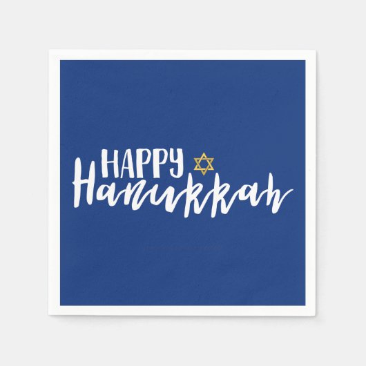 Happy Hanukkah Star von David Holiday Napkin Serviette (Vorderseite)
