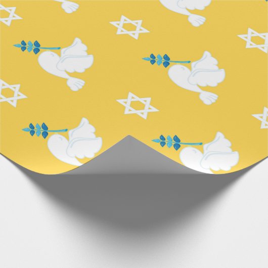 Happy Hanukkah Star von David, kosher Bird Piegon Geschenkpapier (Ecke)