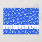 Happy Hanukkah Star von David Menorah Blue CUSTOM Postkarte (Vorderseite)