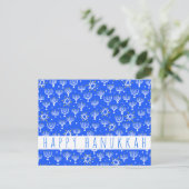 Happy Hanukkah Star von David Menorah Blue CUSTOM Postkarte (Stehend Vorderseite)