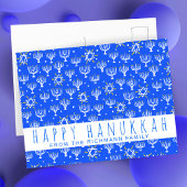 Happy Hanukkah Star von David Menorah Blue CUSTOM Postkarte