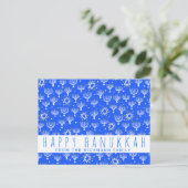 Happy Hanukkah Star von David Menorah Blue CUSTOM Postkarte (Stehend Vorderseite)
