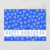 Happy Hanukkah Star von David Menorah Blue CUSTOM Postkarte (Vorderseite)