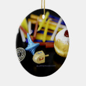 Happy Hanukkah Star von David menorah Dreidel Slip Keramik Ornament (Rechts)
