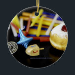 Happy Hanukkah Star von David menorah Dreidel Slip Keramik Ornament<br><div class="desc">Happy Hanukkah Star von David menorah Dreidel SlipperyJoe's Celebration Candles jüdisch Hebräisch Chanukah Geschenke Dekorationen Judaismus Religion künstlerisch</div>