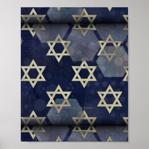 Happy Hanukkah Star von David menorah Dreidel Slip Poster