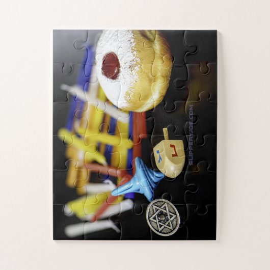 Happy Hanukkah Star von David menorah Dreidel Slip Puzzle (Vertikal)