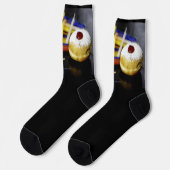 Happy Hanukkah Star von David menorah Dreidel Slip Socken (Linkes Detail)