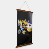 Happy Hanukkah Star von David menorah Dreidel Slip Wandteppich Mit Holzrahmen (Gewinkelt)