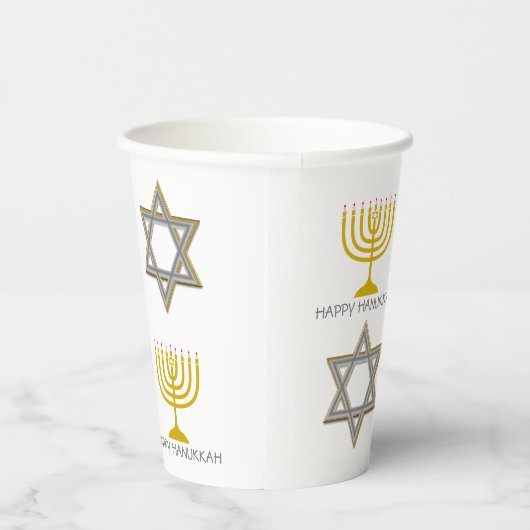HAPPY HANUKKAH Star von David Menorah Pappbecher (Rechts)