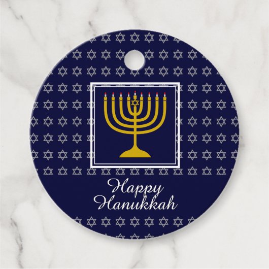 HAPPY HANUKKAH Star von David Menorah Personalisie Geschenkanhänger (Vorderseite)