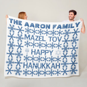 Happy Hanukkah Star von David Menorah Snowflakes Fleecedecke