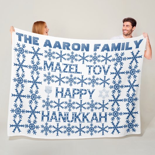 Happy Hanukkah Star von David Menorah Snowflakes Fleecedecke (Beispiel)