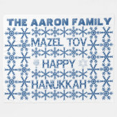 Happy Hanukkah Star von David Menorah Snowflakes Fleecedecke (Vorderseite (Horizontal))
