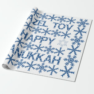 Happy Hanukkah Star von David Menorah Snowflakes Geschenkpapier