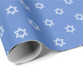 Happy Hanukkah Star von David White Blue Geschenkpapier (Rolleneckpunkt)