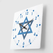 Happy Hanukkah Star von David White Blue Quadratische Wanduhr (Winkel)