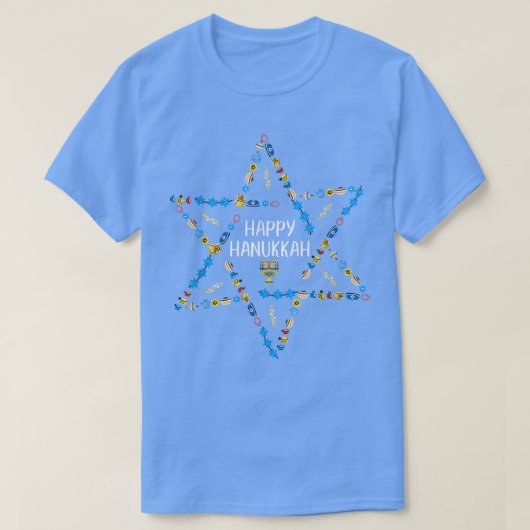 Happy Hanukkah Stern von David Menorah jüdischen C T-Shirt (Design vorne)
