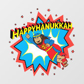 Happy Hanukkah Super Judah Window Clying Fensteraufkleber (Blatt)