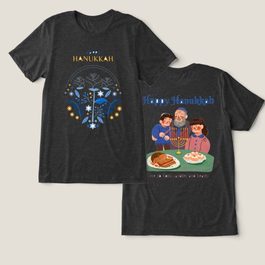 Happy Hanukkah T - Shirt (Design Vorderseite & Rückseite)