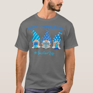 Happy Hanukkah Teacher Life Gnome Chanukkah Menora T-Shirt