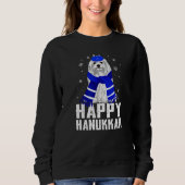 Happy Hanukkah Terrier Dog Wearing jüdischen Hat C Sweatshirt (Vorderseite)