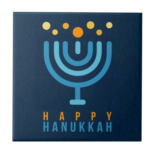 Happy Hanukkah Tile Fliese (Vorderseite)