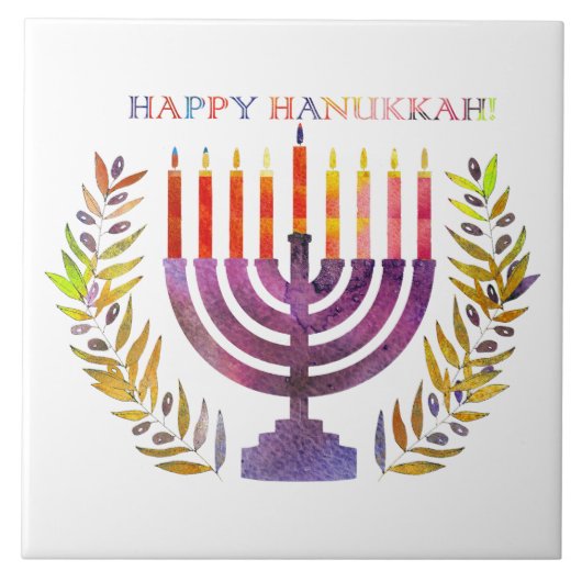 Happy Hanukkah Tile Fliese (Vorderseite)