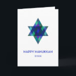 Happy Hanukkah Turquoise Star von David Non-Foto Feiertagskarte<br><div class="desc">Wünsche Freunde und Familie "Happy Hanukkah" mit diesem whimsical blauen mehrfarbigen Star von David. Das Jahr ist editierbar mit mehr bearbeitbarem Text im Inneren. Klicken Sie auf "Anpassen",  um Schriftart zu ändern,  Text,  Farbe oder Größe zu verschieben.</div>