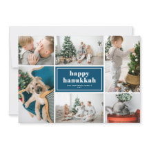 Happy Hanukkah Typografie Blue Foto Collage