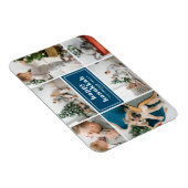 Happy Hanukkah Typografie Blue Foto Collage Magnet (Rechte Seite)