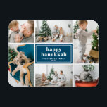 Happy Hanukkah Typografie Blue Foto Collage Magnet<br><div class="desc">Happy Hanukka! Senden Sie Urlaubswünsche und Grüße mit diesem modernen und stilvollen Foto Magneten. Es zeichnet sich durch Retro-fett Typografie aus. Personalisieren Sie Ihre Lieblings-Fotos,  Grüße,  Namen und andere Details. Die Texte sind vollständig editierbar - als flache,  gefaltete und Postkarten erhältlich.</div>