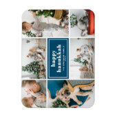 Happy Hanukkah Typografie Blue Foto Collage Magnet (Vertikal)