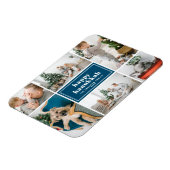 Happy Hanukkah Typografie Blue Foto Collage Magnet (Linke Seite)