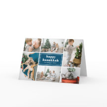 Happy Hanukkah Typografie Foto Collage Blue