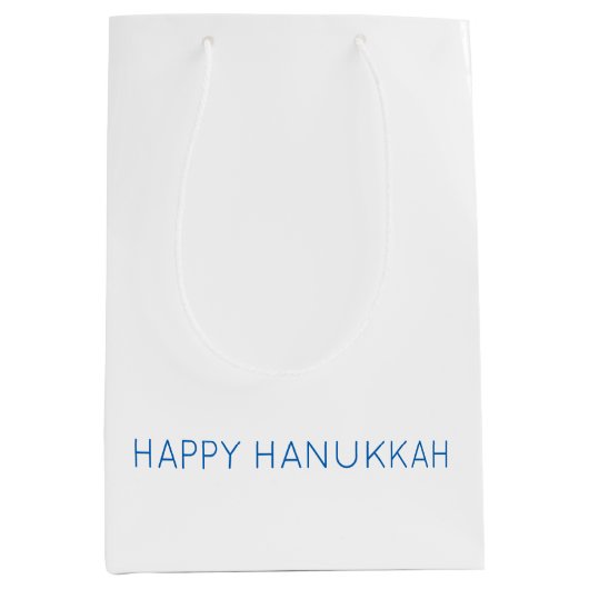 Happy Hanukkah Typografie Holiday Faith Mittlere Geschenktüte (Vorderseite)