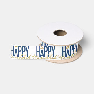 Happy Hanukkah Typografy Star von David Holiday Satinband
