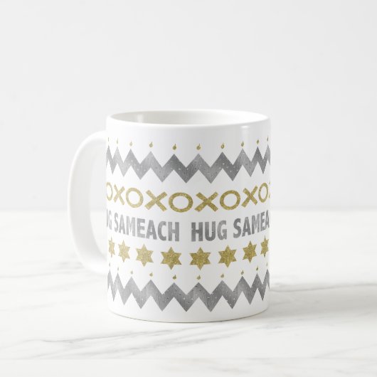 Happy Hanukkah "Ugly Sweater" Elegante Tasse (Vorderseite Links)