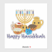 Happy Hanukkah und niedliche Hanukkah-Figuren Aufkleber (Blatt)