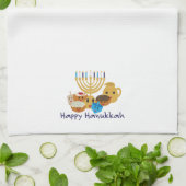 Happy Hanukkah und niedliche Hanukkah-Figuren Geschirrtuch (Gefaltet)
