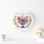 Happy Hanukkah Wall Clock Große Wanduhr (Zuhause)
