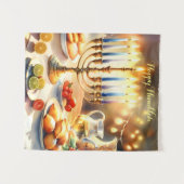 Happy Hanukkah Wandteppich (Vorderseite (Horizontal))