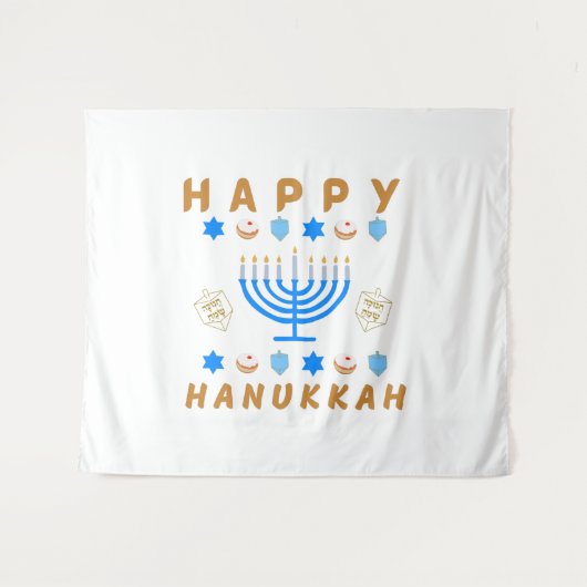 Happy Hanukkah Wandteppich (Vorderseite (Horizontal))