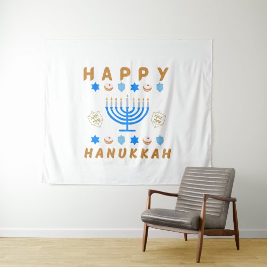 Happy Hanukkah Wandteppich (Beispiel (Horizontal))