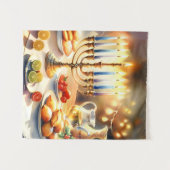 Happy Hanukkah Wandteppich (Vorderseite (Horizontal))